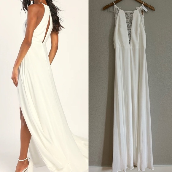 Romantic Mood White Lace Sleeveless Maxi Dress - Picture 3 of 10